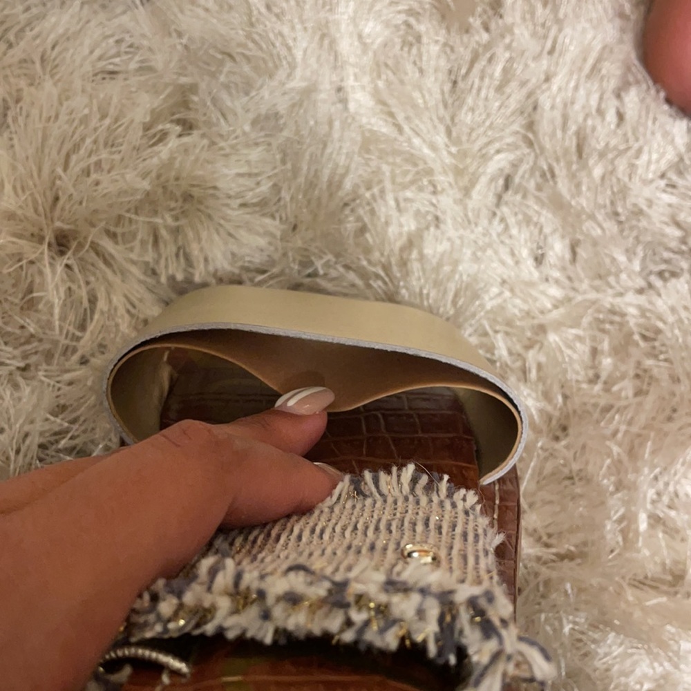 Jeni Metallic Leather & Fringe Slide Sandals - Picture 9 of 11
